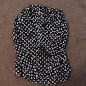 Merona Black & White Half Button Shirt